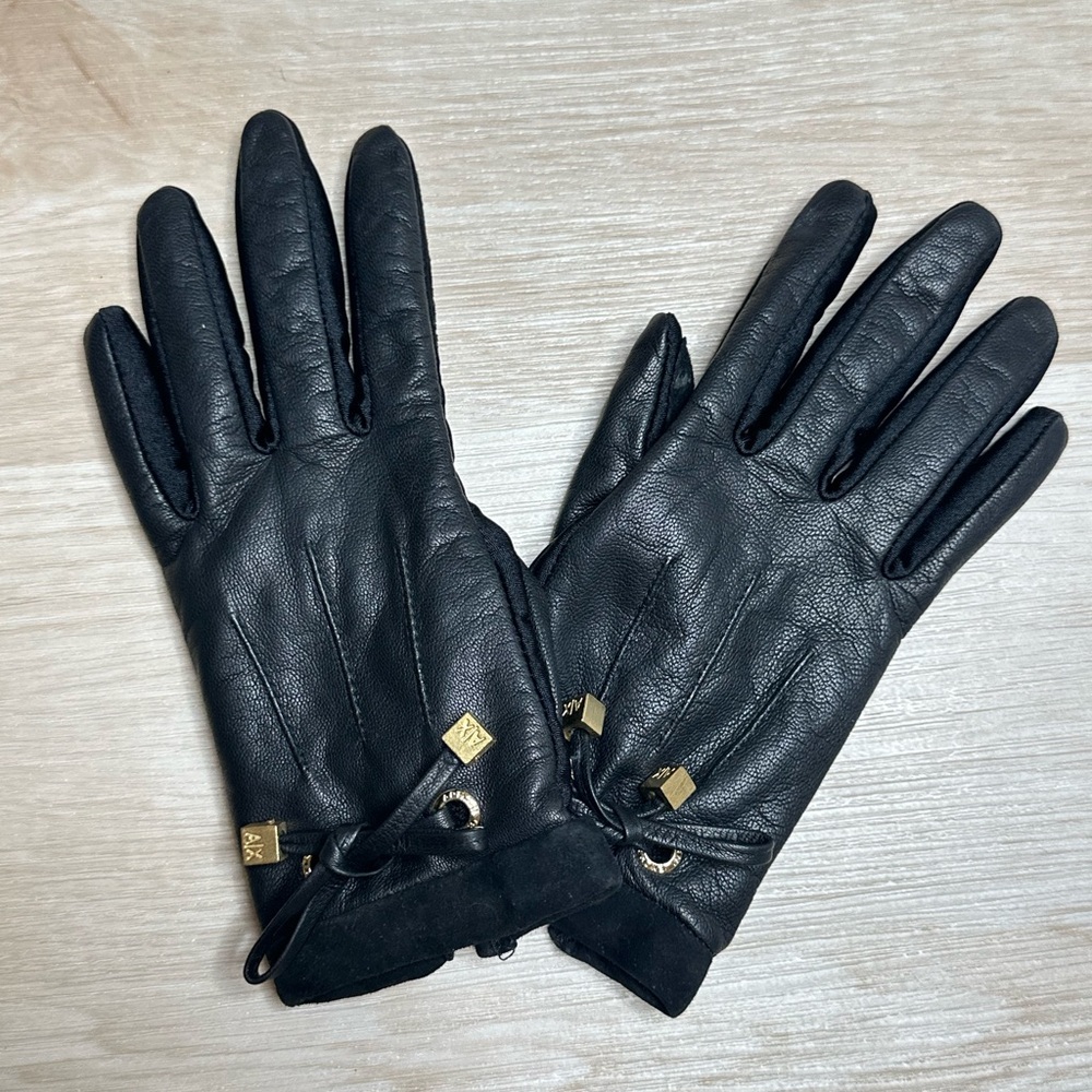 Armani Exchange Black Leather Gloves Size S